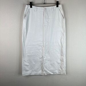 Paul Harris White Cotton Linen Knee-Length Skirt‎ Sz 12 Modest